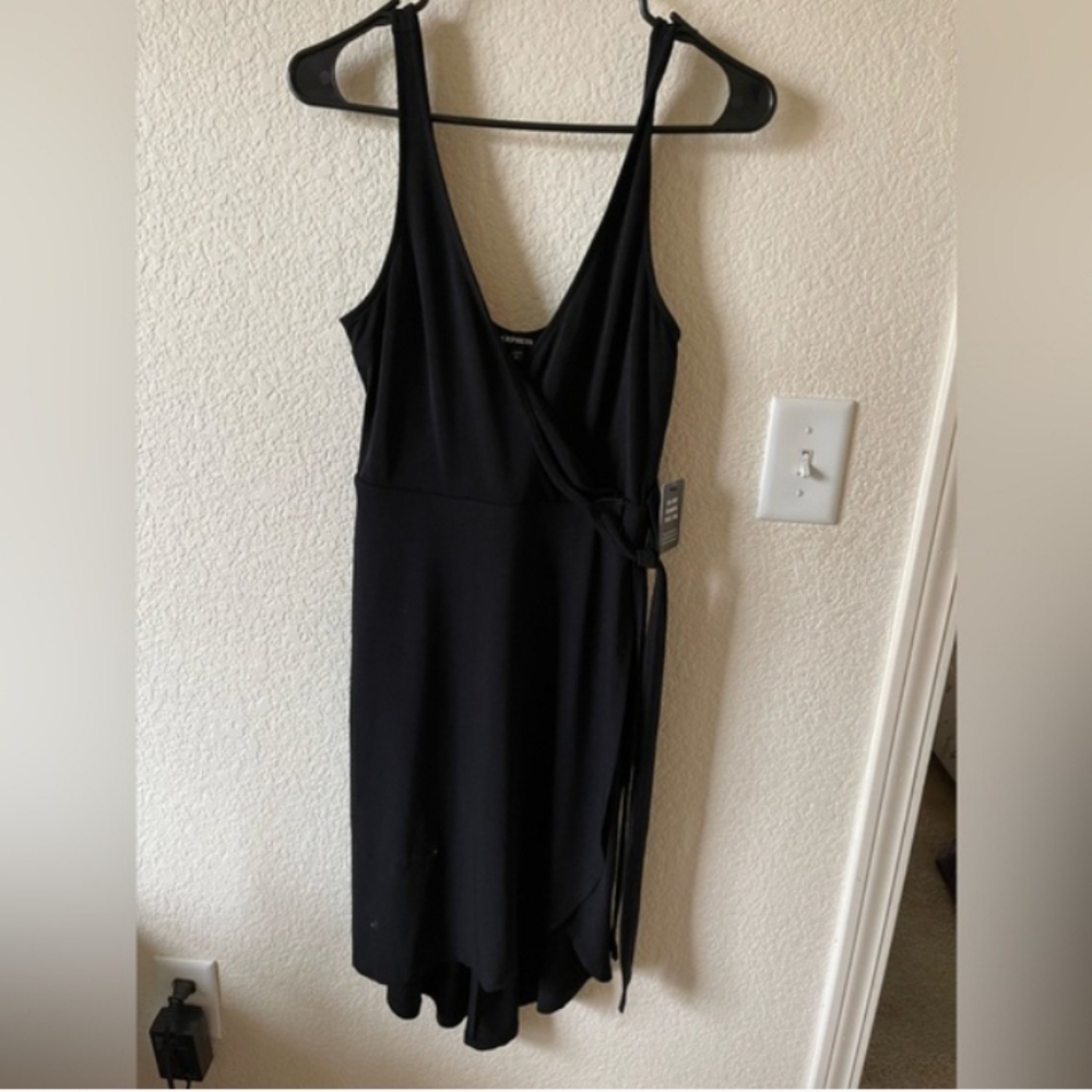 Express Black Faux Wrap Dress Sz S NWT $50